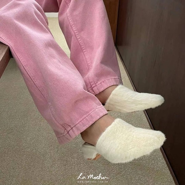 低跟羔毛穆勒拖鞋(偏小半號)